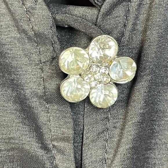 CHETTA B Women's Black Ruffled Embellished Button Up Dark Fairycore Top Size 16 - Picture 4 of 9